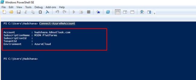 Azure Portal Account details